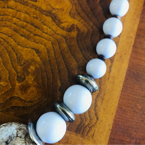 Handcrafted repurpose mixed material chunky bead necklace - Picture 9 of 9